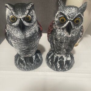 Two Blow Mold 10in. Owls